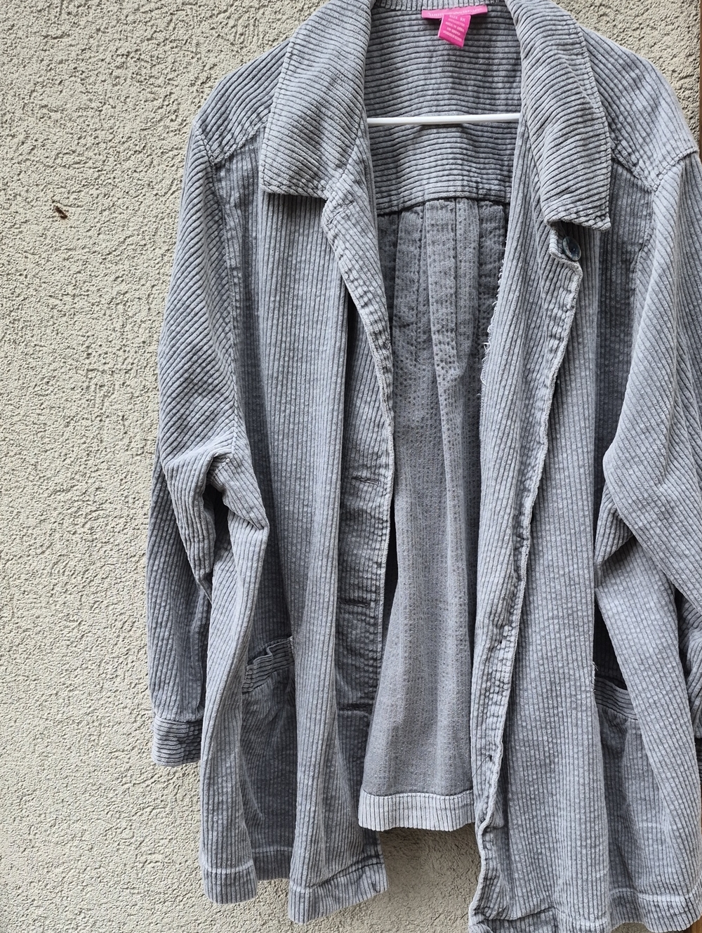 Woman Within Light Gray Corduroy Open-Front Jacket